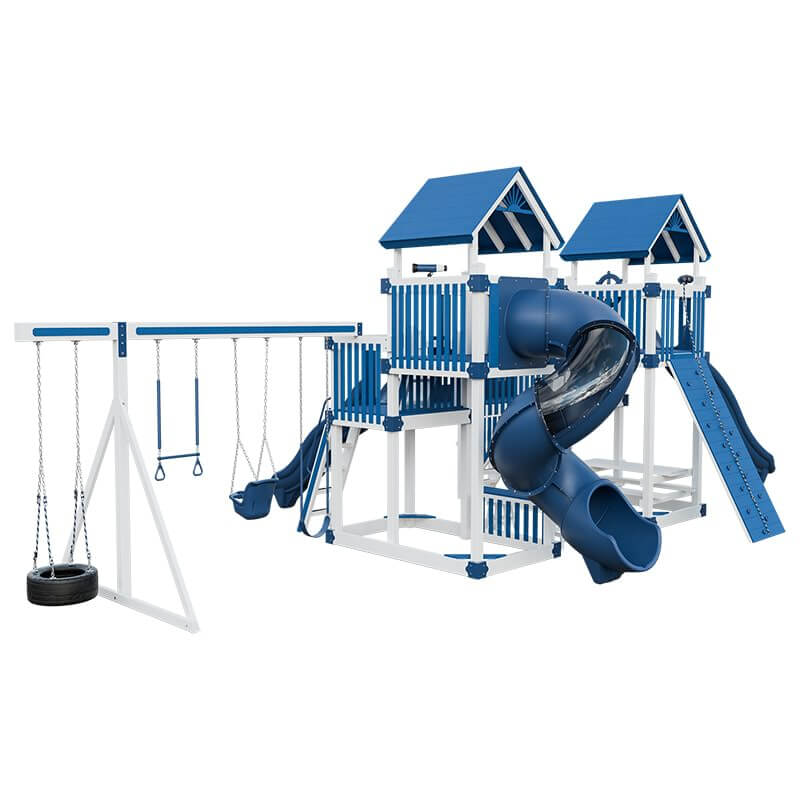 fortress amish made playset with fort white blue back left