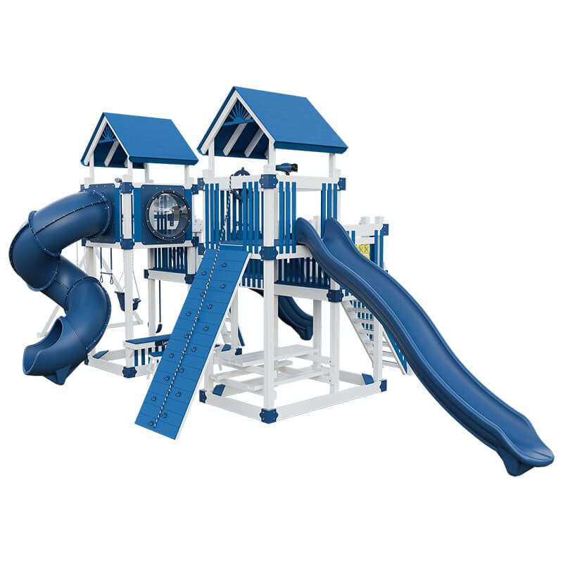 fortress amish made playset with fort white blue back right