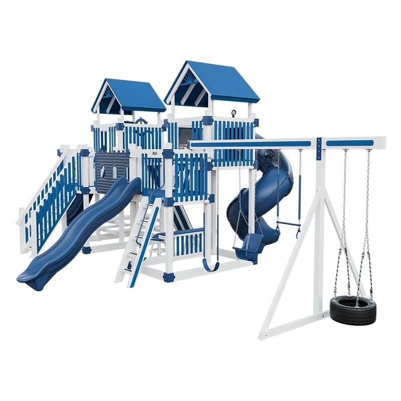 fortress amish made playset with fort white blue front right