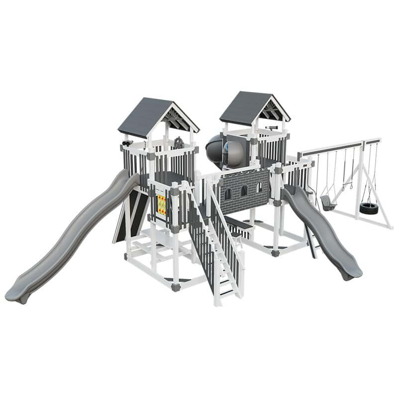 fortress amish made playset with fort white gray front left