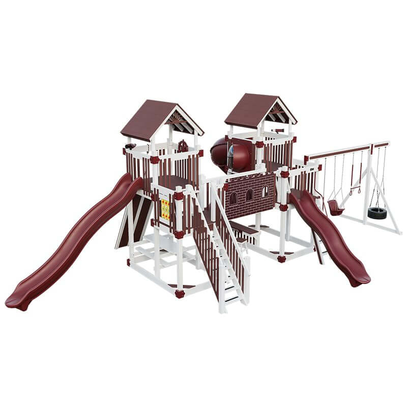 fortress amish made playset with fort white red front left