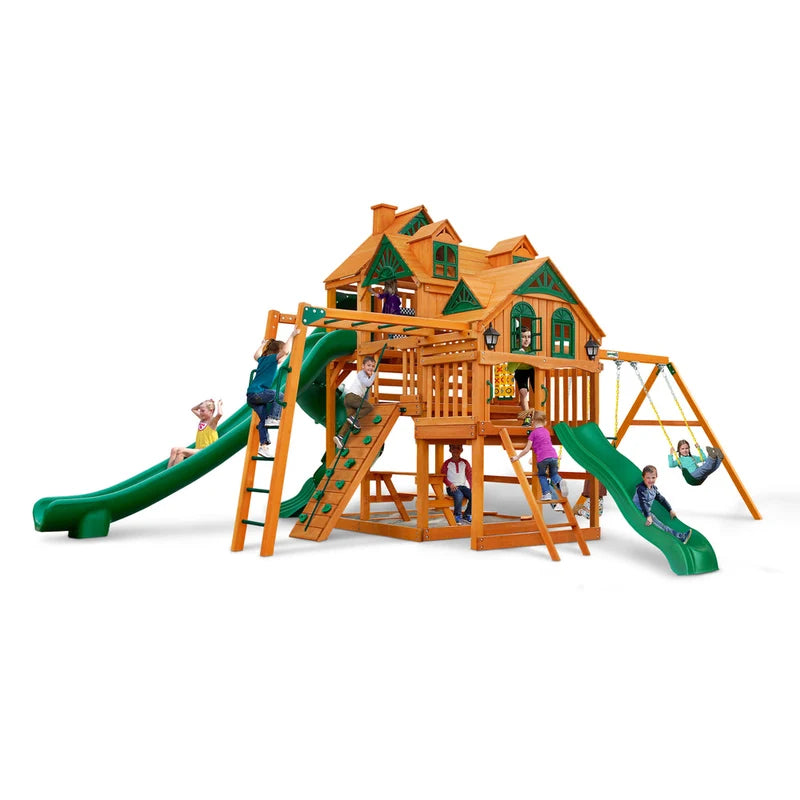 Gorilla Playsets Empire Swing Set – isolated front view of the complete playset