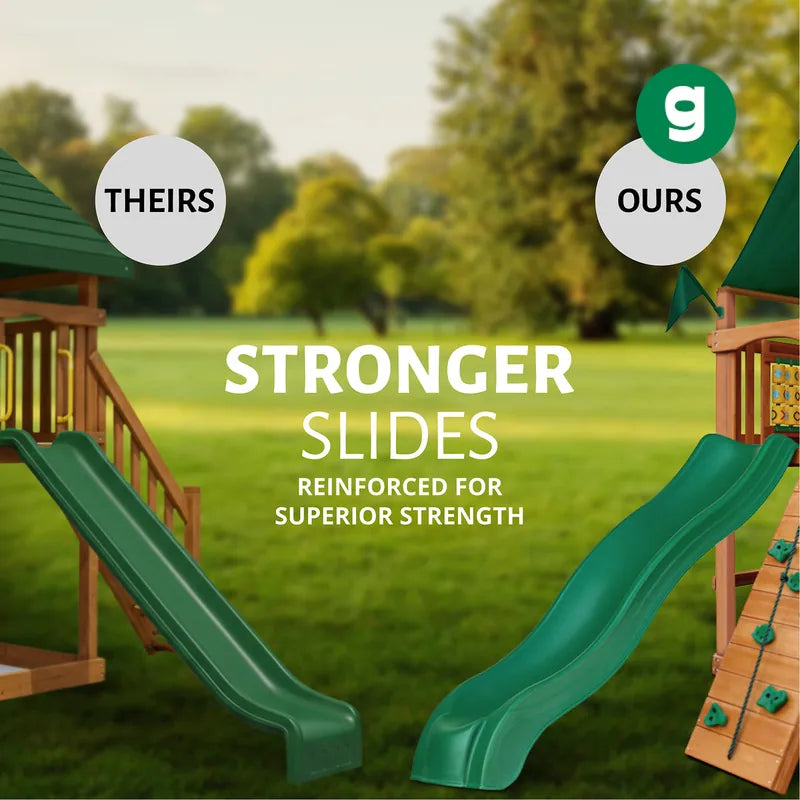 Gorilla Playsets Empire Swing Set – manufacturer comparison of reinforced slide construction