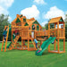 Gorilla Playsets Everest Elite Swing Set – kids playing on the bridge and two-slide clubhouse