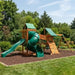 Gorilla Playsets High Point Deluxe Swing Set – front view of the tube slide and vinyl canopies