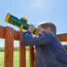 Gorilla Playsets Summerville Deluxe Swing Set – child looking through the play telescope