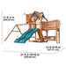 Gorilla Playsets Summerville Deluxe Swing Set – dimension diagram showing the dual slides and porch