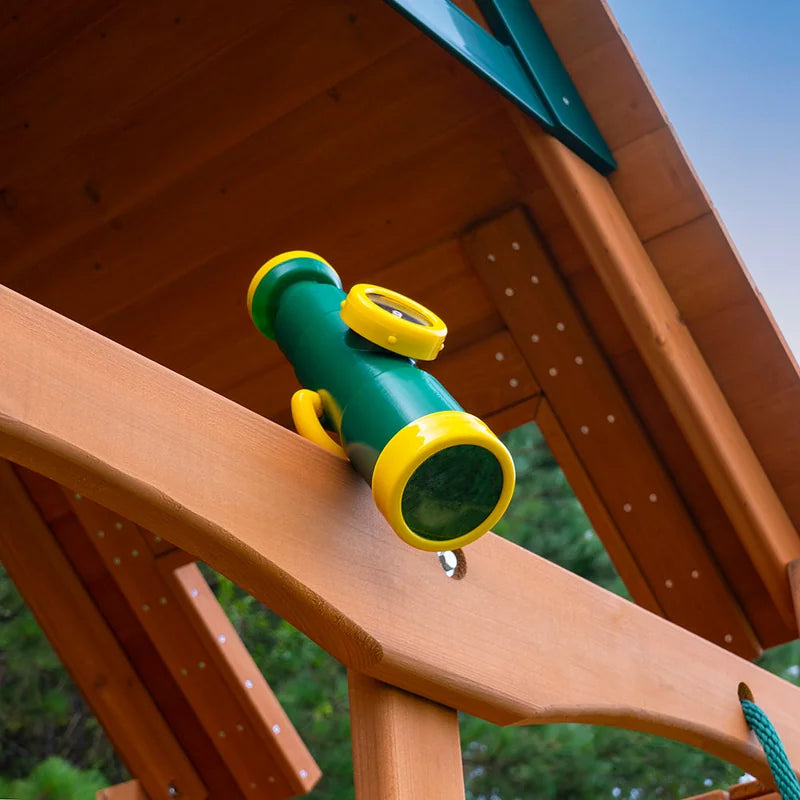 Gorilla Playsets Summerville Swing Set – play telescope beneath the wooden roof