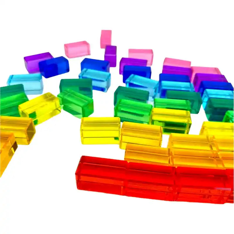 Green Elephant Rainbow Lucite Building Blocks - 50 Piece Set – translucent block detail view 2