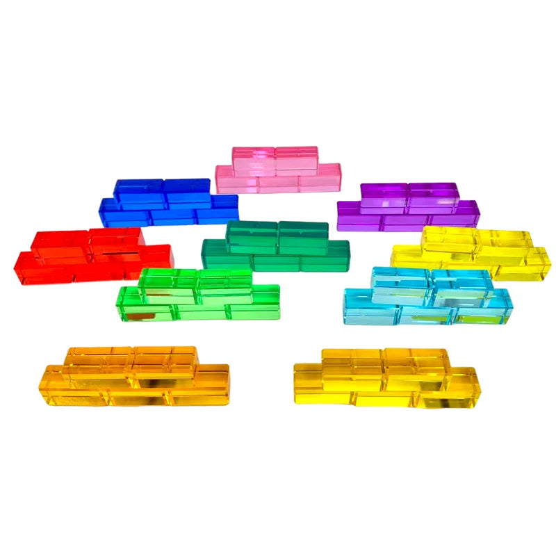 Green Elephant Rainbow Lucite Building Blocks - 50 Piece Set – rainbow block color detail