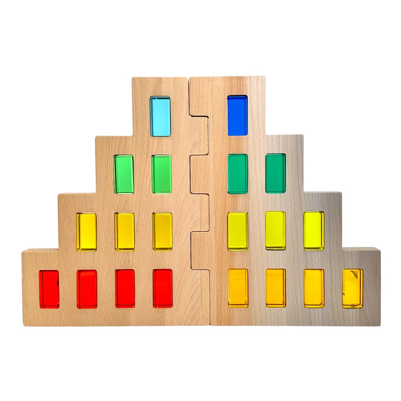 Green Elephant Rainbow Lucite Building Blocks - 50 Piece Set – storage tray detail