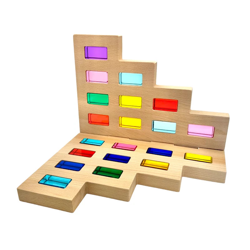 Green Elephant Rainbow Lucite Building Blocks - 50 Piece Set – rainbow blocks on play surface
