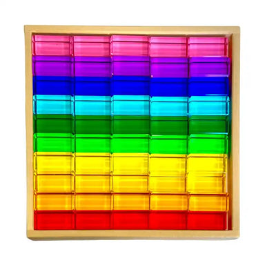 Green Elephant Rainbow Lucite Building Blocks - 50 Piece Set – rainbow translucent blocks with storage tray