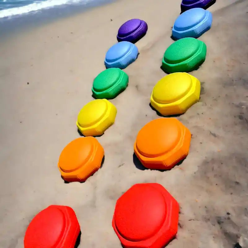 Green Elephant Rainbow Stepping Stones - 6 Piece Set – stacked stepping stones