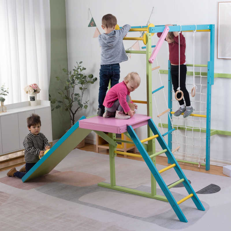 Grove Rainbow Foldable Indoor Jungle Gym with multiple children playing