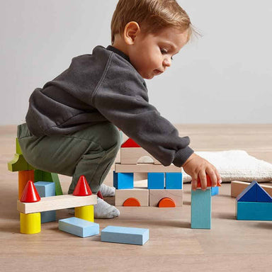 HABA Colored Wooden Building Blocks - 46 Piece Set – child stacking colorful wooden blocks