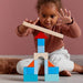 HABA Colored Wooden Building Blocks - 46 Piece Set – child building with colorful blocks