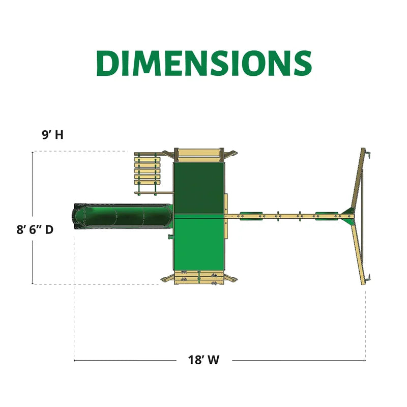 High Point II Swing Set – assembled footprint dimensions