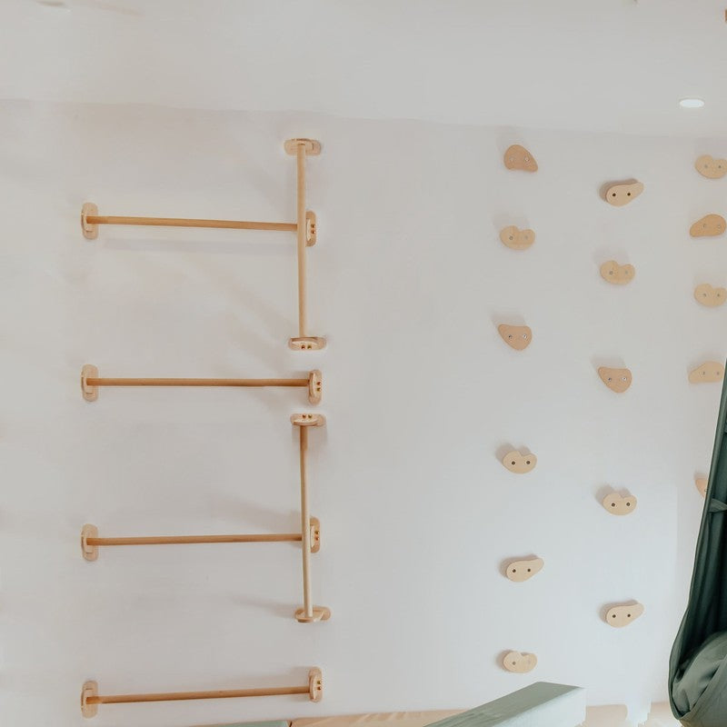 Home Monkey Bars – vertical arrangement of long wooden wall bars