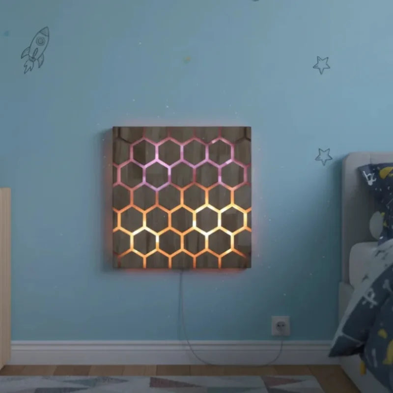 Honeycomb Touch Interactive Panel - single panel mounted on a bedroom wall