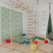 Indoor Play Gym – Cool Mint wall panels with bars ropes and optional room accessories