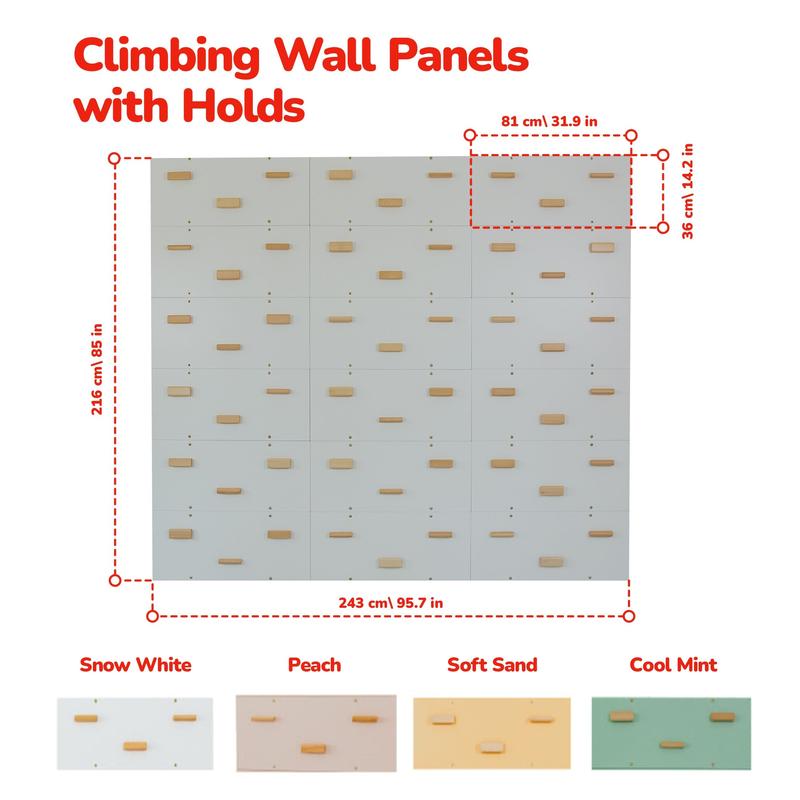 Indoor Play Gym – wall panel dimensions and four color options