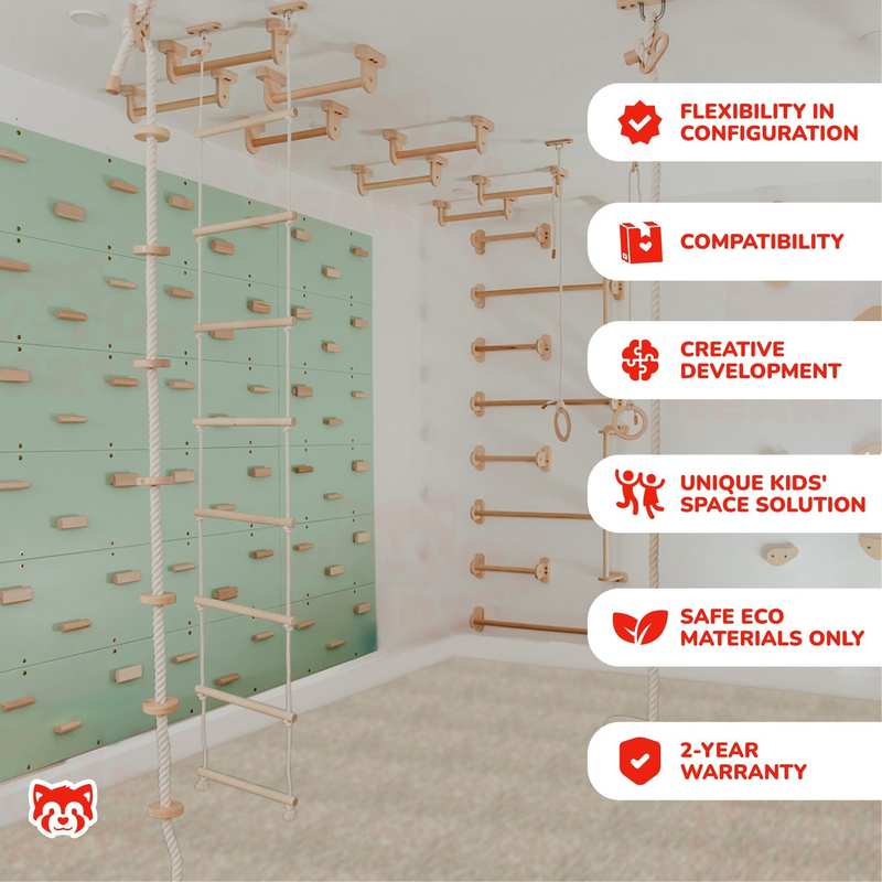 Indoor Play Gym – Cool Mint room arrangement with supplier feature labels