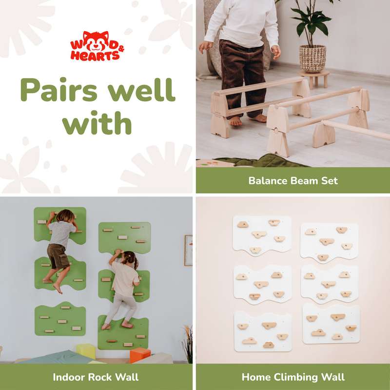 Indoor Play Gym – optional balance beam and climbing wall combinations