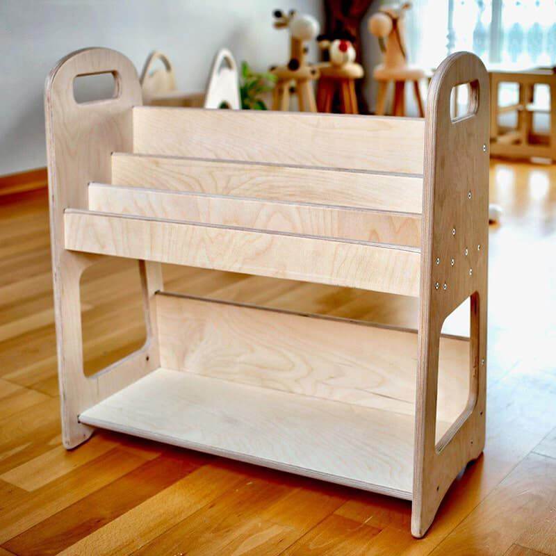 Kidodido Kids Room Wooden Bookshelf on a Wooden Floor