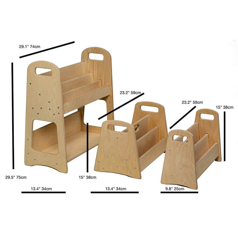 Kidodido Montessori Bookshelf Organizer Dimensions