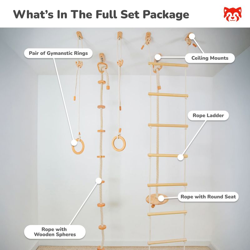 Kids Climbing Ropes – four included rope activities labeled