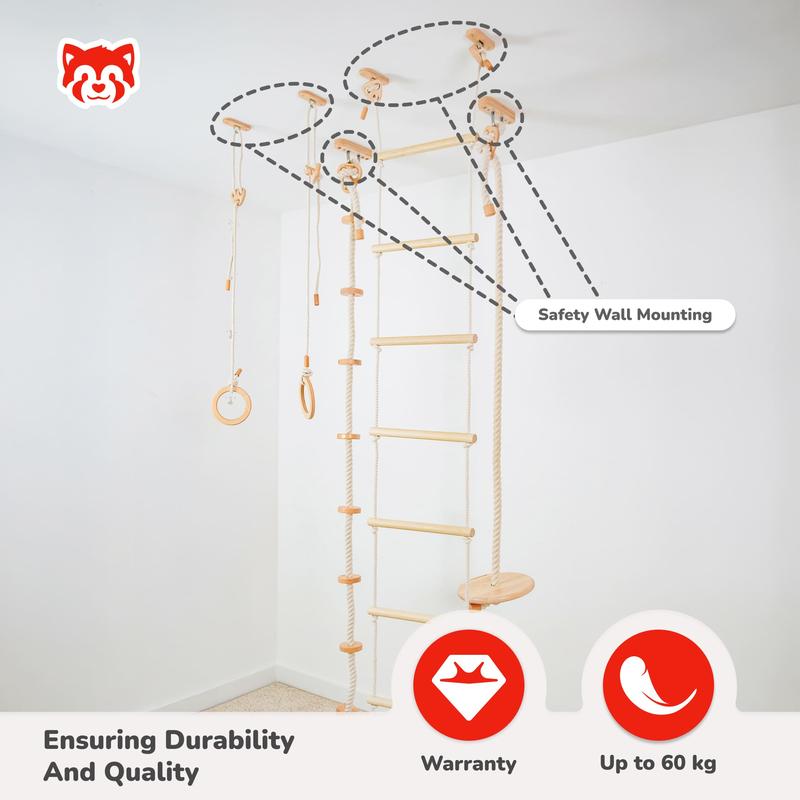 Wood and Hearts Kids Climbing Ropes – ceiling attachment diagram with supplier feature labels