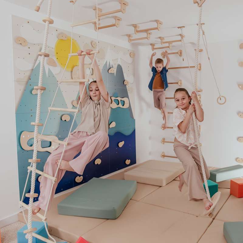 Kids Climbing Ropes – kids on rope activities with an adult nearby