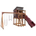 kingdom lodge playhouse with slide and swing chestnut wood red front left