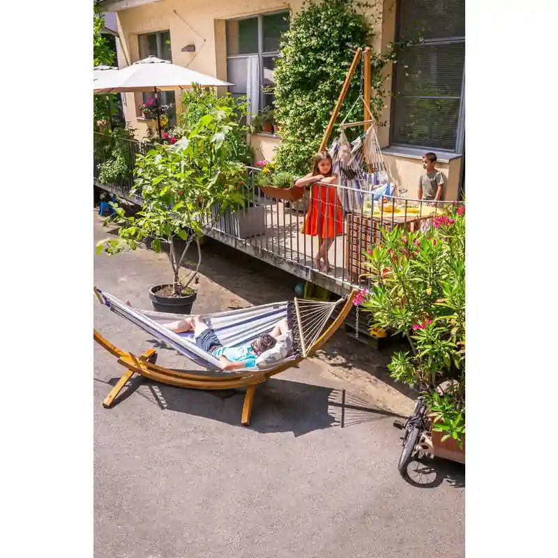 Domingo Sea Salt - Weather-Resistant Basic Hammock Chair – balcony and courtyard relaxation setting
