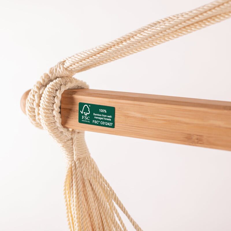 Domingo Sea Salt - Weather-Resistant Basic Hammock Chair – bamboo bar end and cord loop