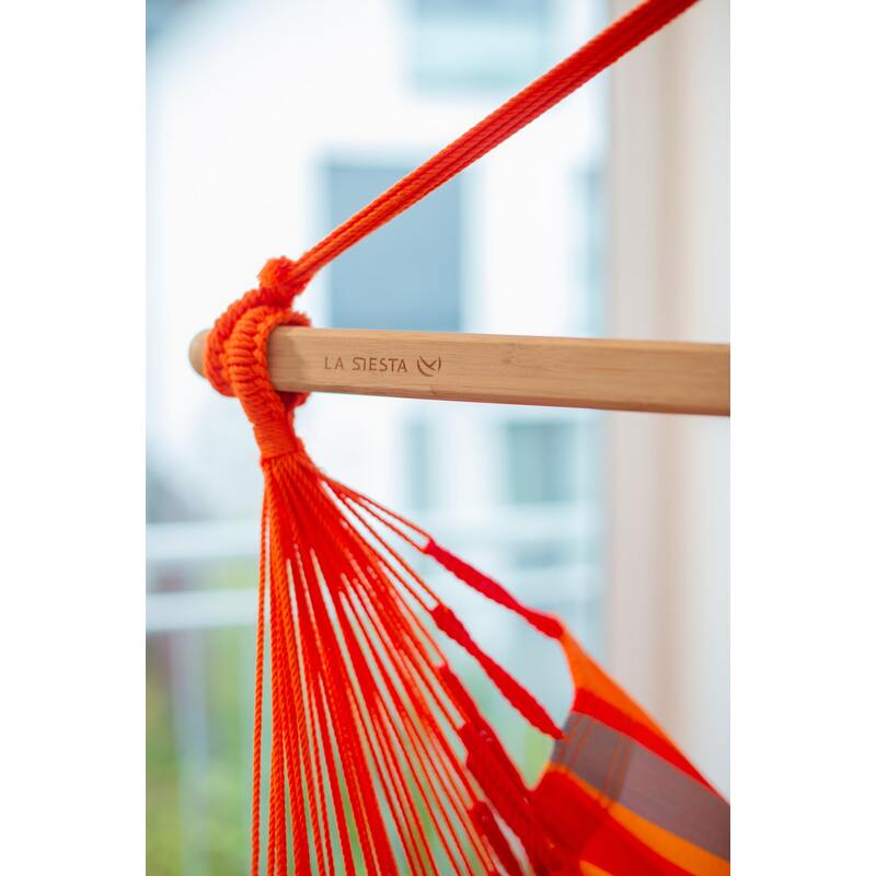 Domingo Toucan - Weather-Resistant Basic Hammock Chair – bamboo bar and orange suspension cords