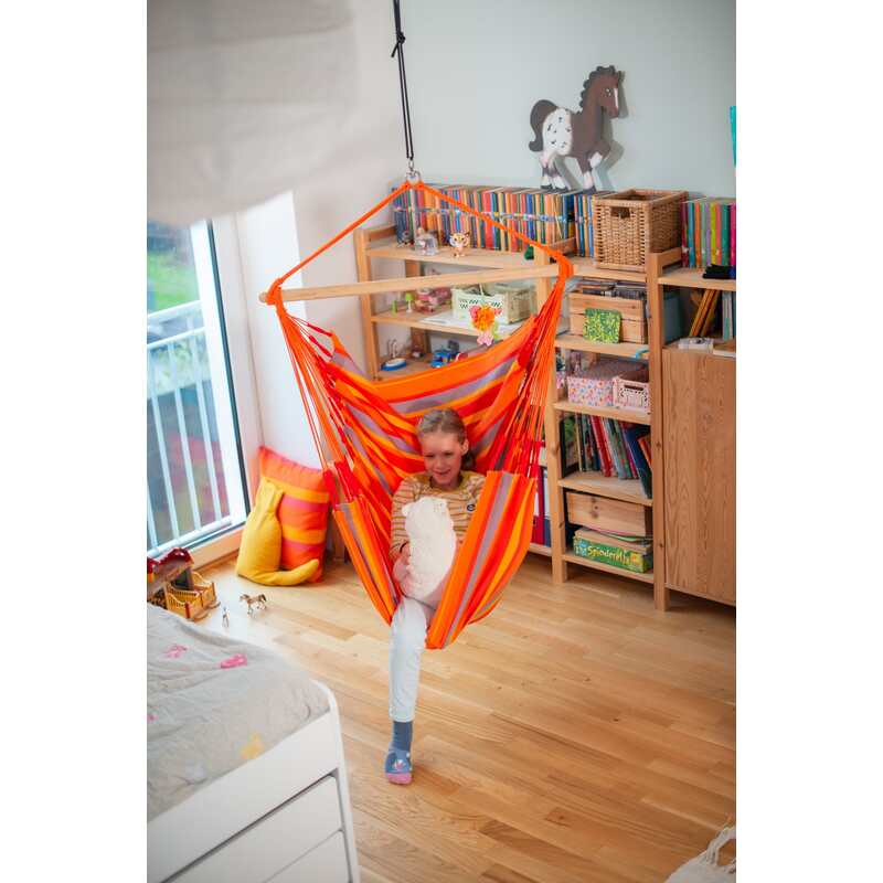 Domingo Toucan - Weather-Resistant Basic Hammock Chair – bedroom chair beside a bookshelf