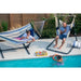 Domingo Sea Salt - Weather-Resistant Comfort Hammock Chair – family beside a pool with separate stands
