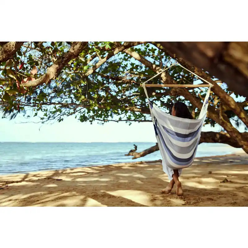 Domingo Sea Salt - Weather-Resistant Comfort Hammock Chair – rear view beneath a coastal tree