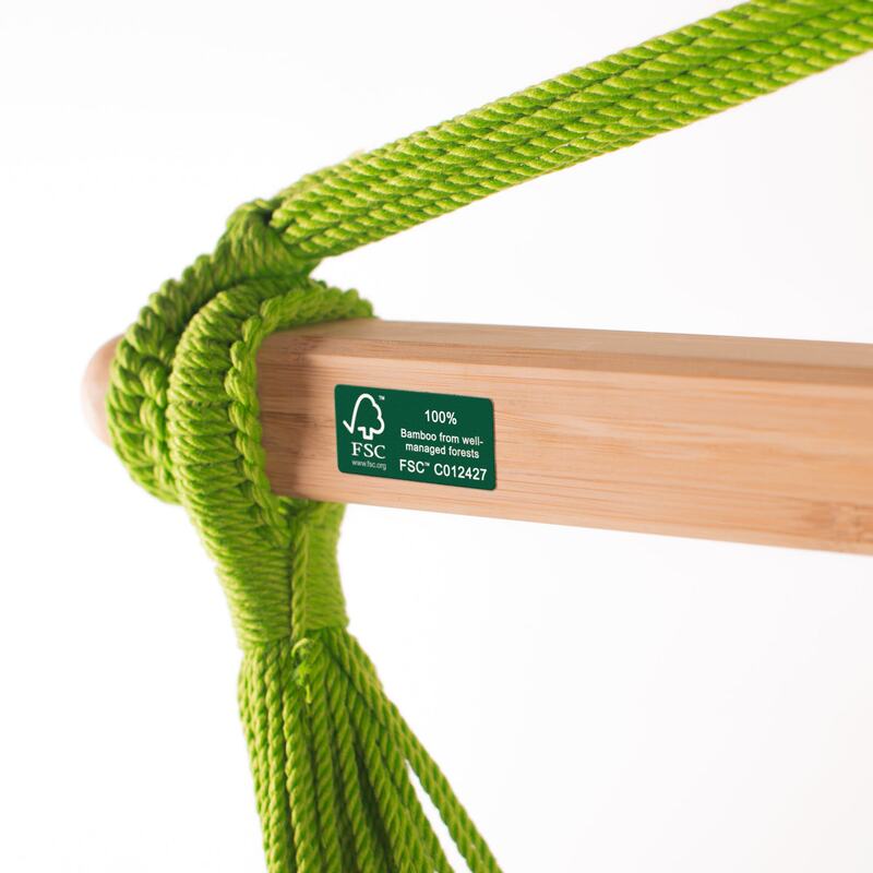 Domingo Lime - Weather-Resistant Comfort Hammock Chair – bamboo bar end and cord loop
