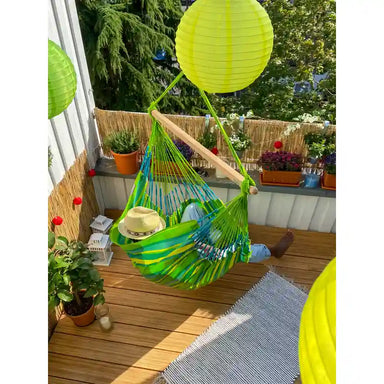 Domingo Lime - Weather-Resistant Comfort Hammock Chair – overhead view of a balcony chair