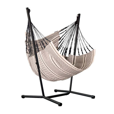 Fiji Organic Zebra – Organic Cotton Basic Size Hammock Chair with Galvanized Steel Stand – complete chair and steel stand