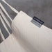 Fiji Organic Latte – Organic Cotton Basic Size Hammock Chair with Galvanized Steel Stand – fabric label and stitched edge
