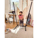 Fiji Organic Latte – Organic Cotton Comfort Size Hammock Chair with Galvanized Steel Stand – teen resting in the Latte chair beside a bedroom desk