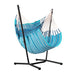 Fiji Organic Azure – Organic Cotton Comfort Size Hammock Chair with Galvanized Steel Stand – complete chair and steel stand
