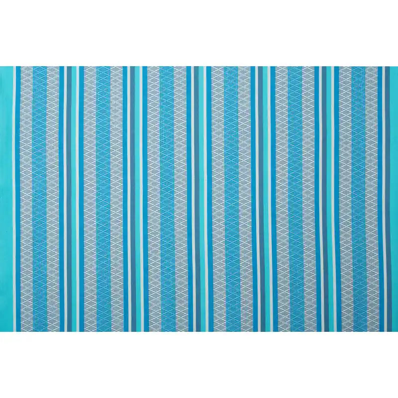 Fiji Organic Azure – Organic Cotton Comfort Size Hammock Chair with Galvanized Steel Stand – full Azure stripe pattern