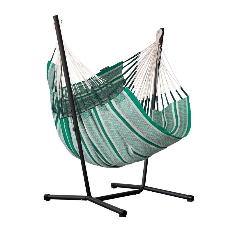 Fiji Organic Agave – Organic Cotton Comfort Size Hammock Chair with Galvanized Steel Stand – complete chair and steel stand