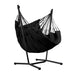 Fiji Organic Onyx – Organic Cotton Comfort Size Hammock Chair with Galvanized Steel Stand – complete chair and steel stand