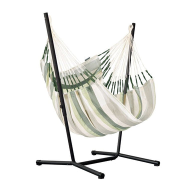 Fiji Outdoor Cedar – Weather-Resistant Comfort Size Hammock Chair with Galvanized Steel Stand – complete chair and steel stand